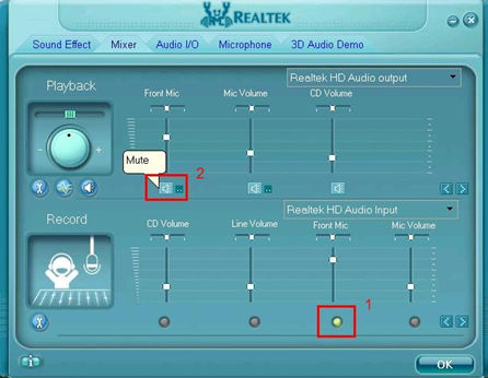 Please select the Front Mic as default record device in No. 1.